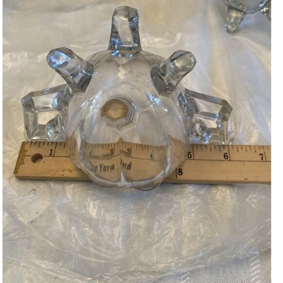 Indiana Glass Sugar Bowl and Creamer Pitcher Set Colonial Notched Clear 4 Footed - Picture 7 of 11